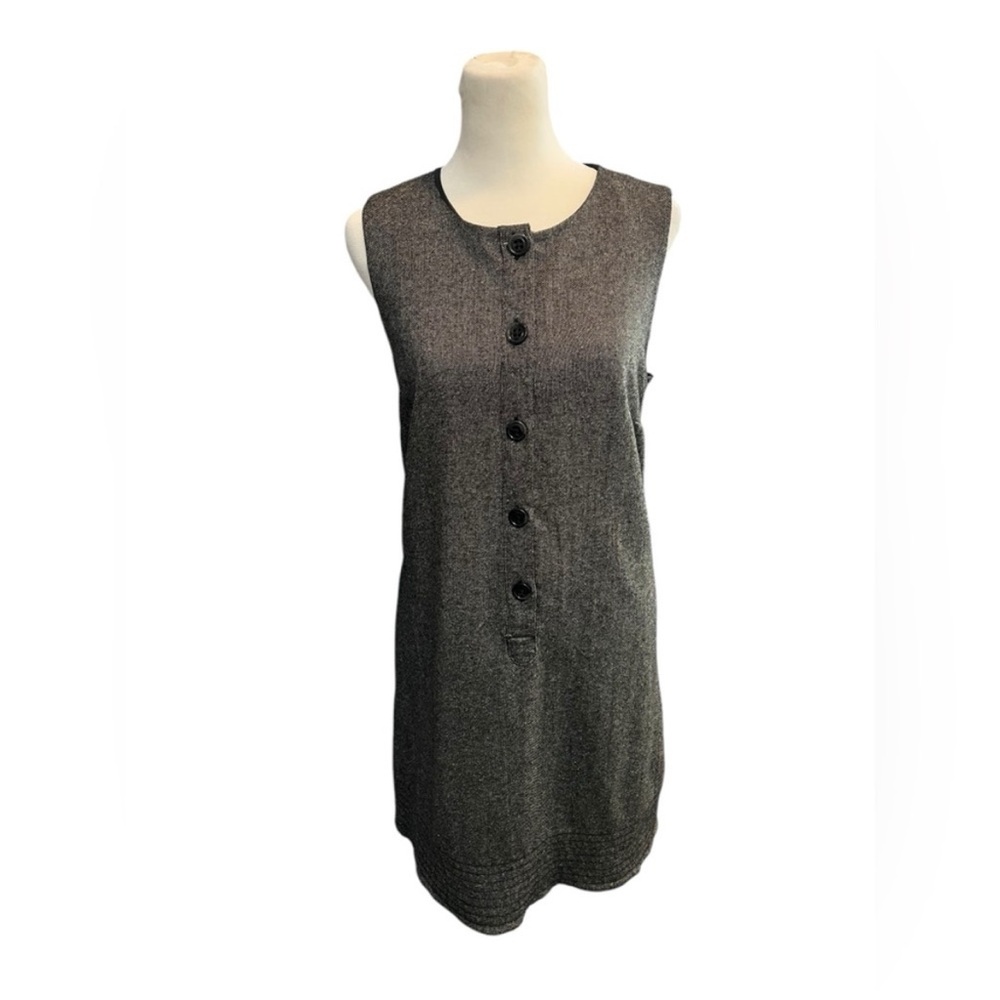 Gap Woman’s Dark Heather Gray Wool Blend Shift Dress w/Buttons - Size 12